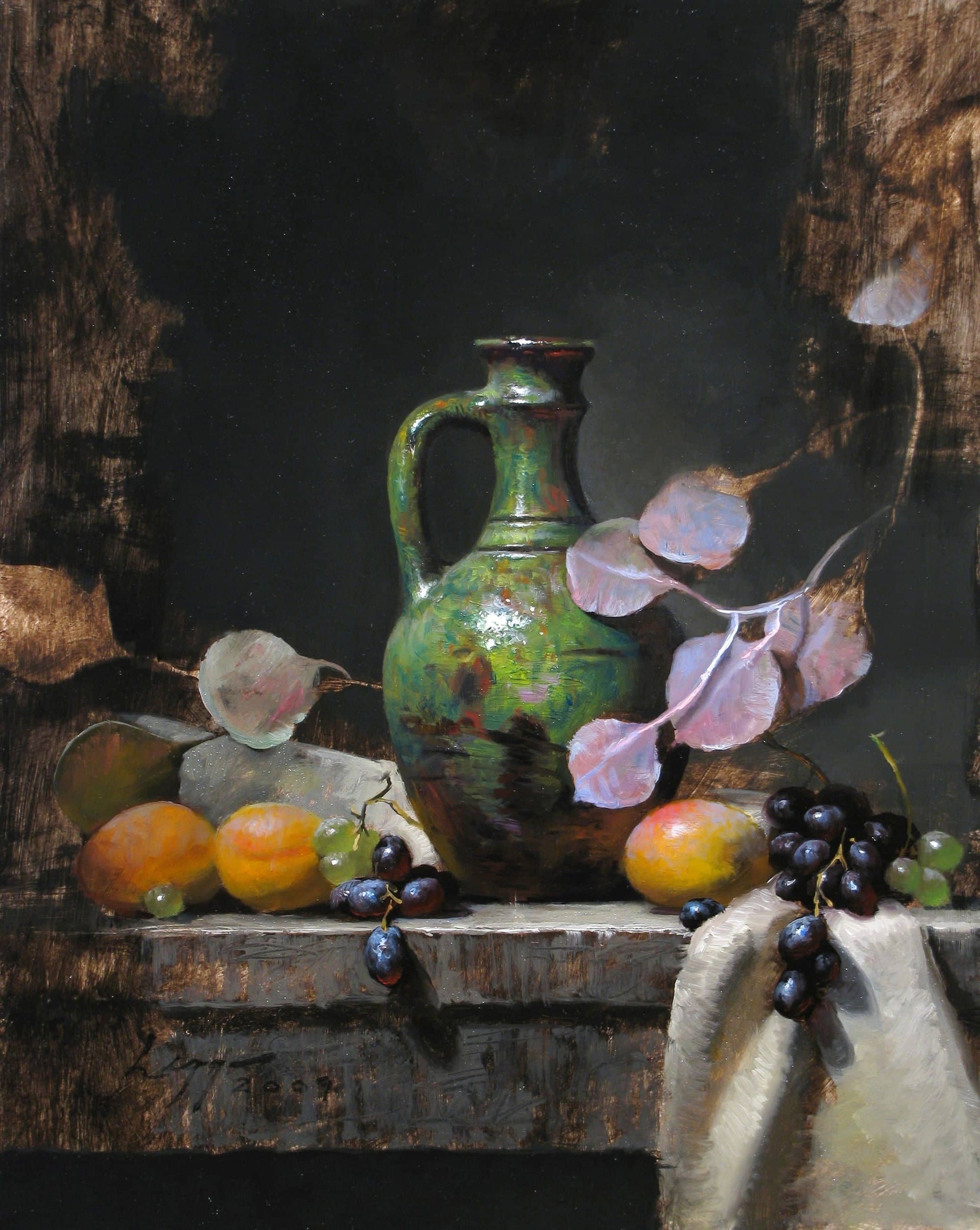 Jeff Legg: Green Bottle with Apricots